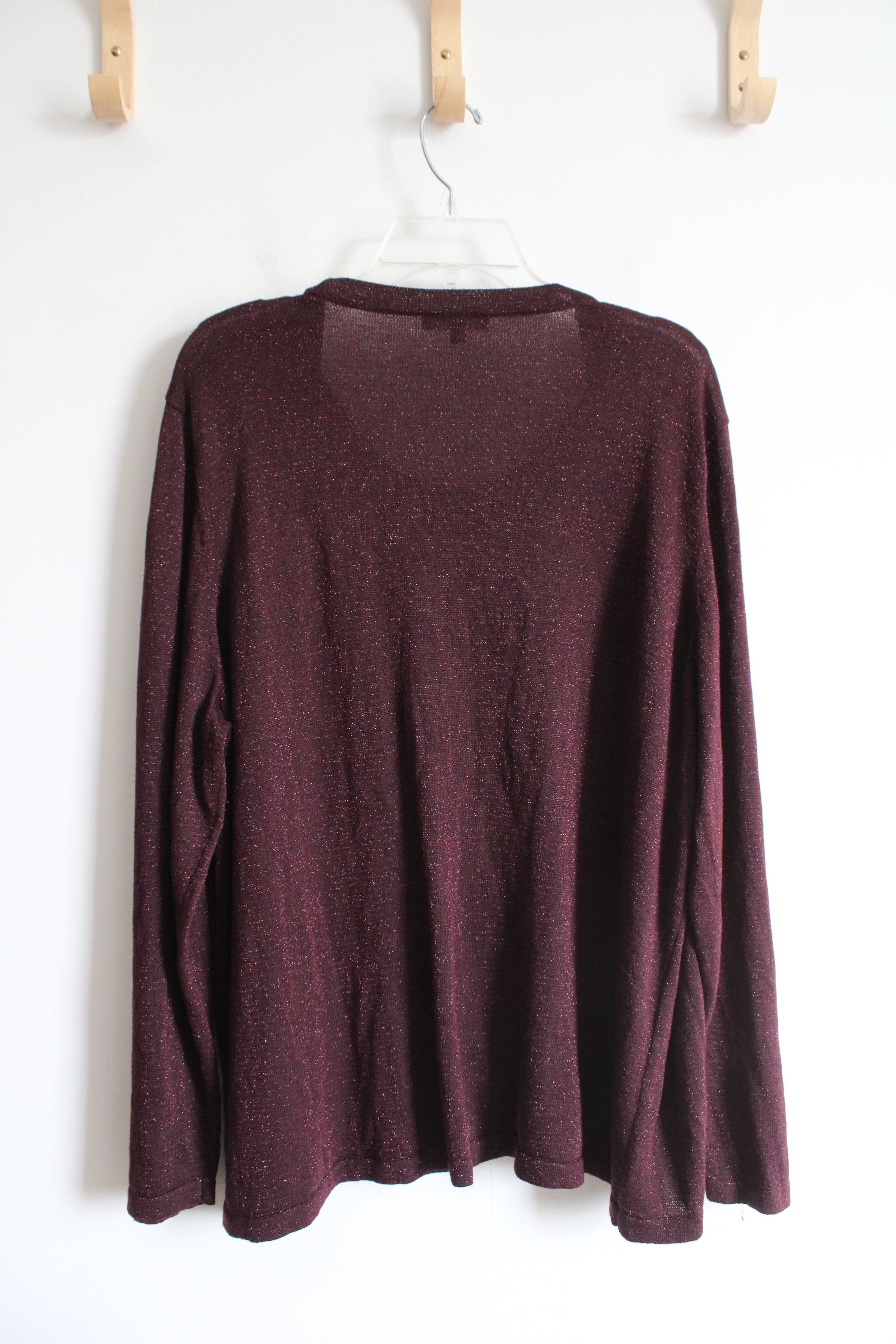 Notations Maroon Shimmer Black Beaded Neckline Sweater | 3X