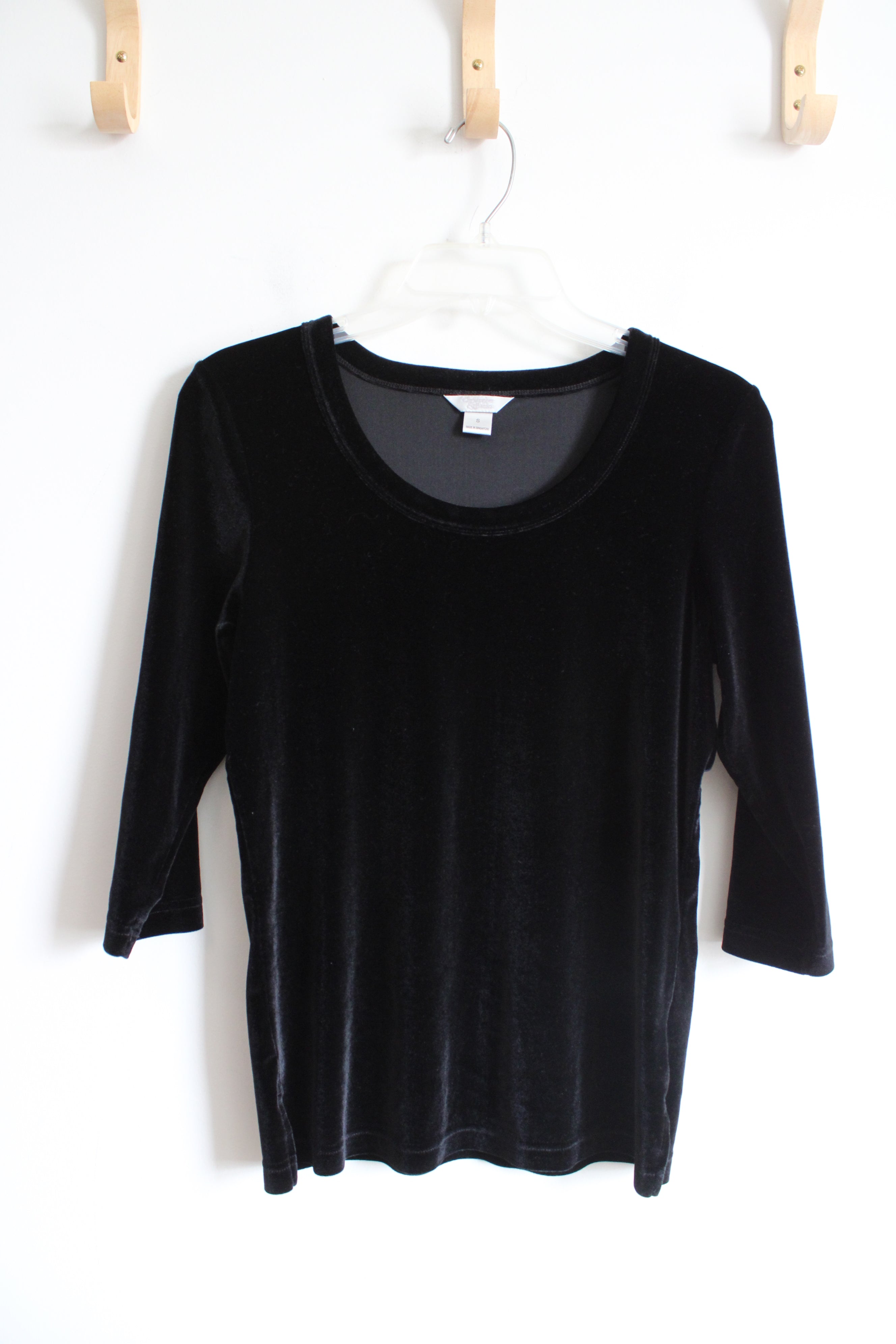 Christopher & Banks Black Velvet Long Sleeved Top | S