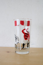 Vintage Red & White Circus Themed Glass