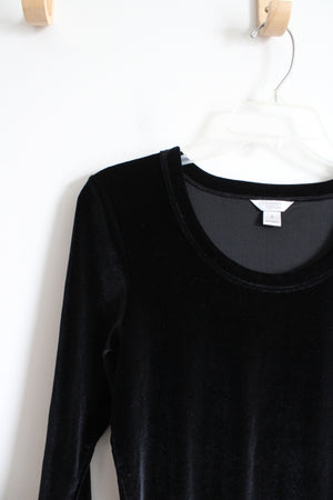 Christopher & Banks Black Velvet Long Sleeved Top | S