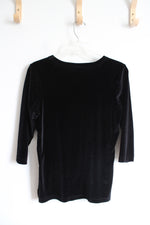 Christopher & Banks Black Velvet Long Sleeved Top | S