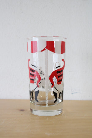 Vintage Red & White Circus Themed Glass