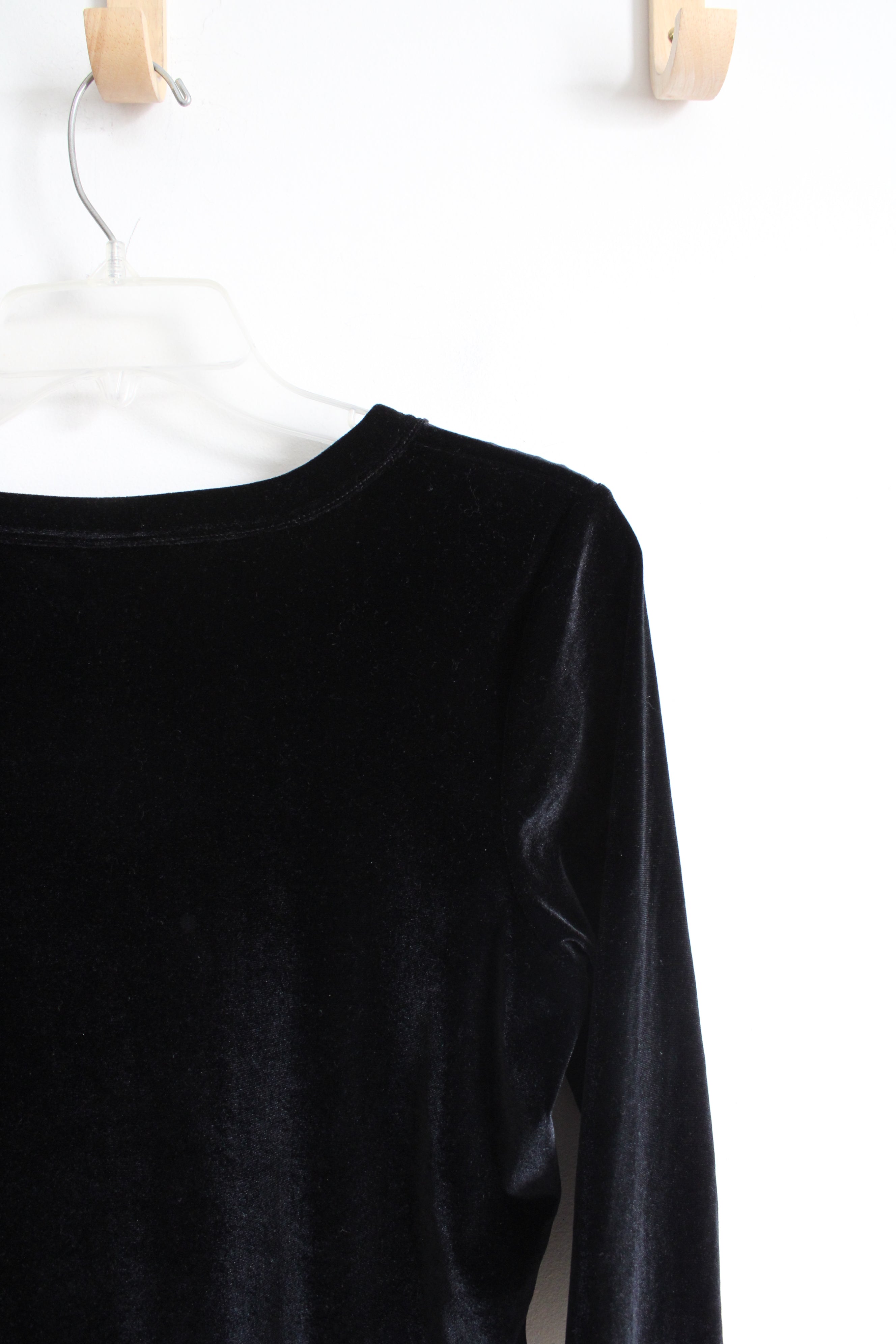 Christopher & Banks Black Velvet Long Sleeved Top | S