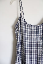 Blue White Plaid Maxi Dress | L