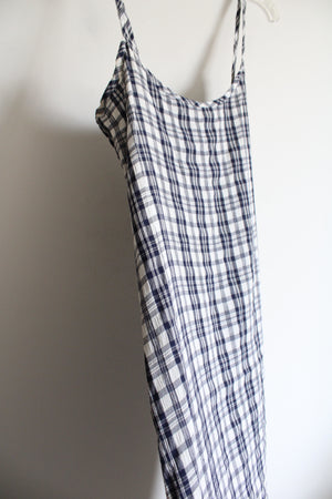 Blue White Plaid Maxi Dress | L