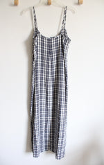 Blue White Plaid Maxi Dress | L