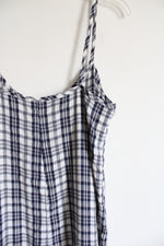 Blue White Plaid Maxi Dress | L