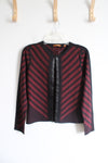 Essendi Black & Red Striped Silk Blend Cardigan | M