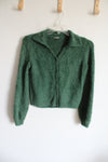 Wild Fable Green Fuzzy Collared Cardigan | S