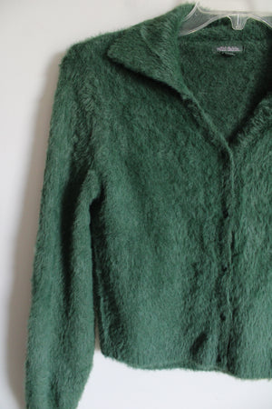 Wild Fable Green Fuzzy Collared Cardigan | S