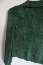 Wild Fable Green Fuzzy Collared Cardigan | S