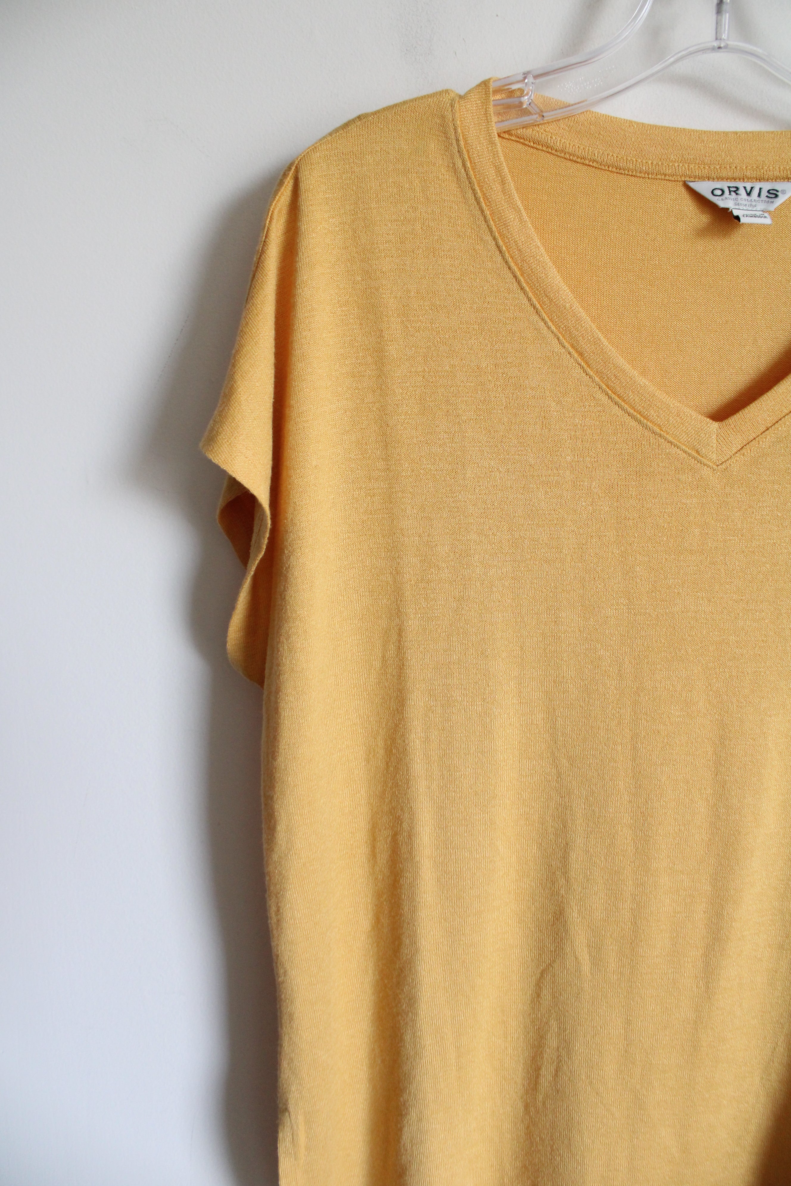 Orvis Yellow Knit V-Neck Top | M