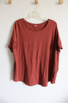 Old Navy Terracotta Red Embroidered Sleeve Top | XXL Tall