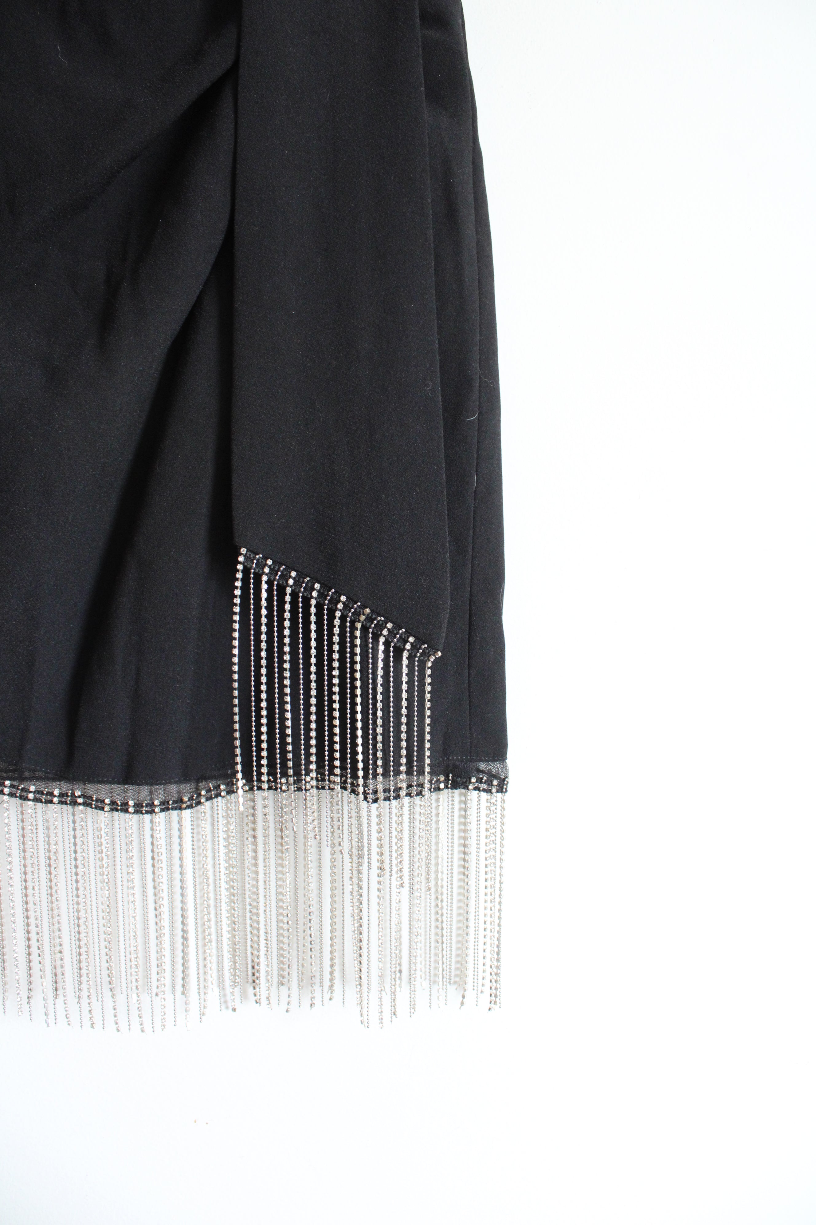 Lulus Black Sequined Fringe Skirt | M