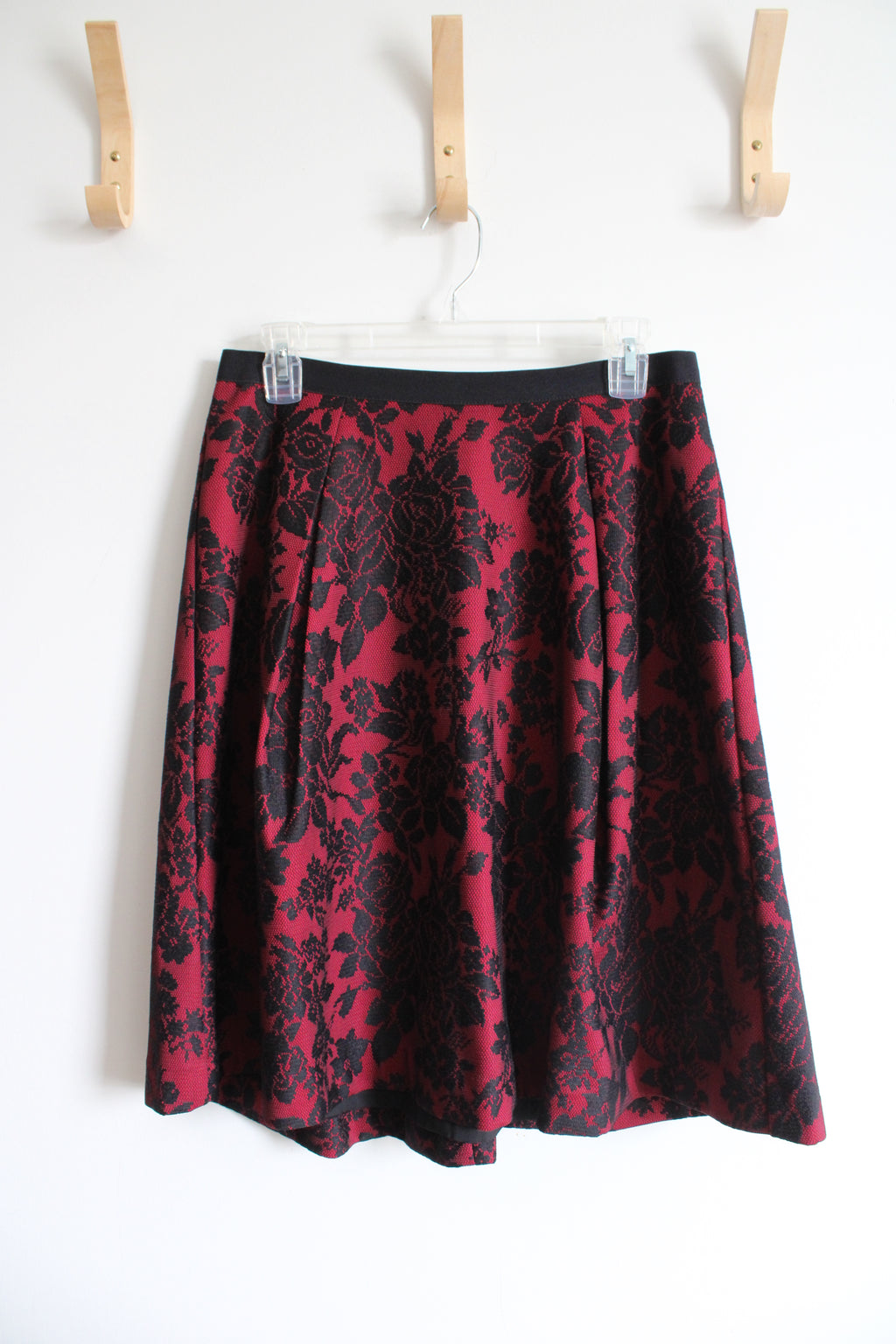 White House Black Market Red & Black Lace Skirt | 8