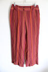 Worthington Pink Orange Red Striped Linen Blend Wide Leg Pants | 8