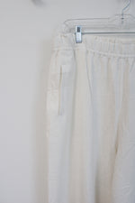 Soft Surroundings White Maroon Embroidered Elastic Waistband Pant | L Petite