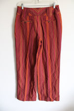 Worthington Pink Orange Red Striped Linen Blend Wide Leg Pants | 8