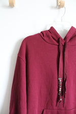 Ava & Viv Maroon Beaded String Hoodie | 3X