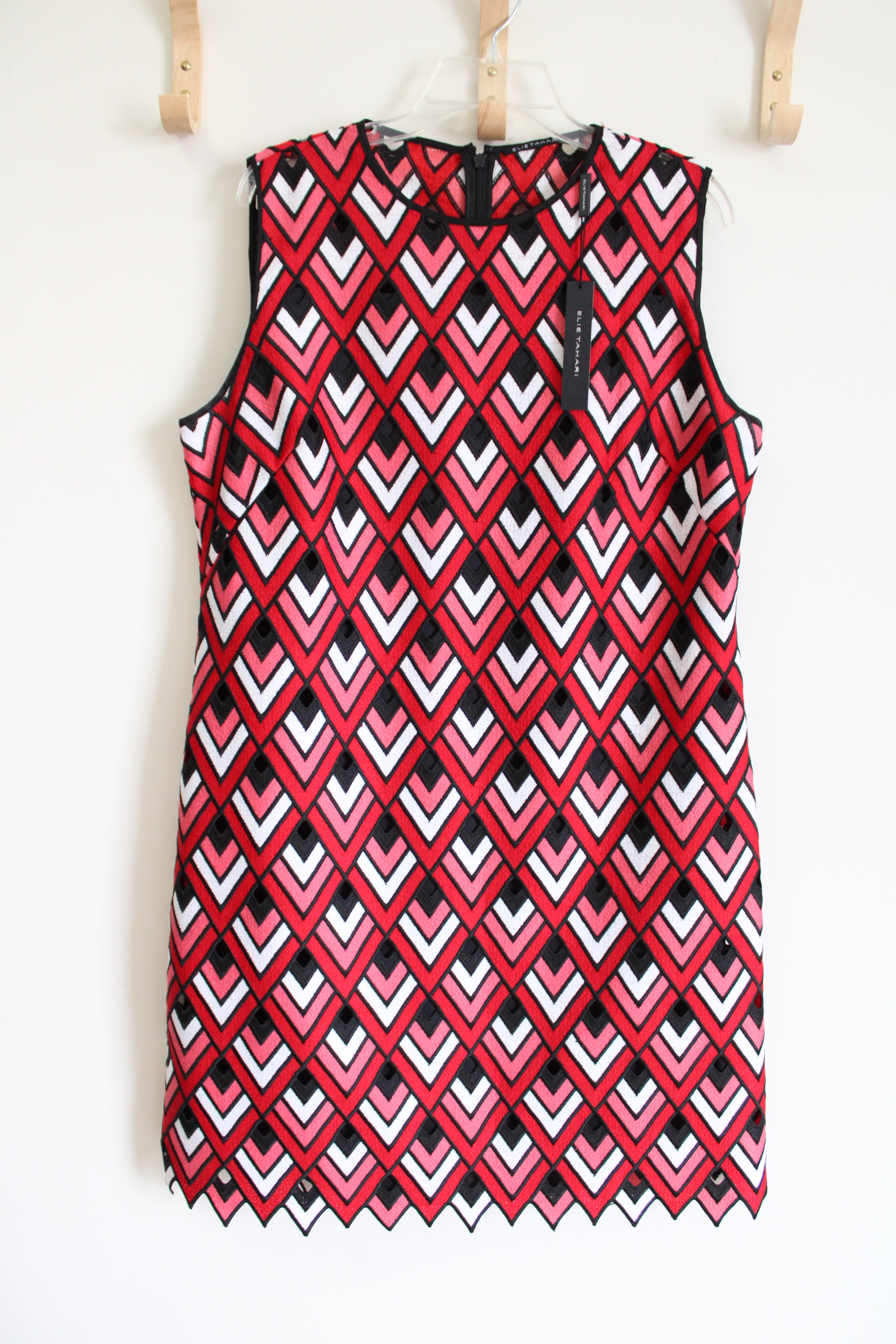 NEW Ellie Tahari Red Pink Embroidered Dress | 16