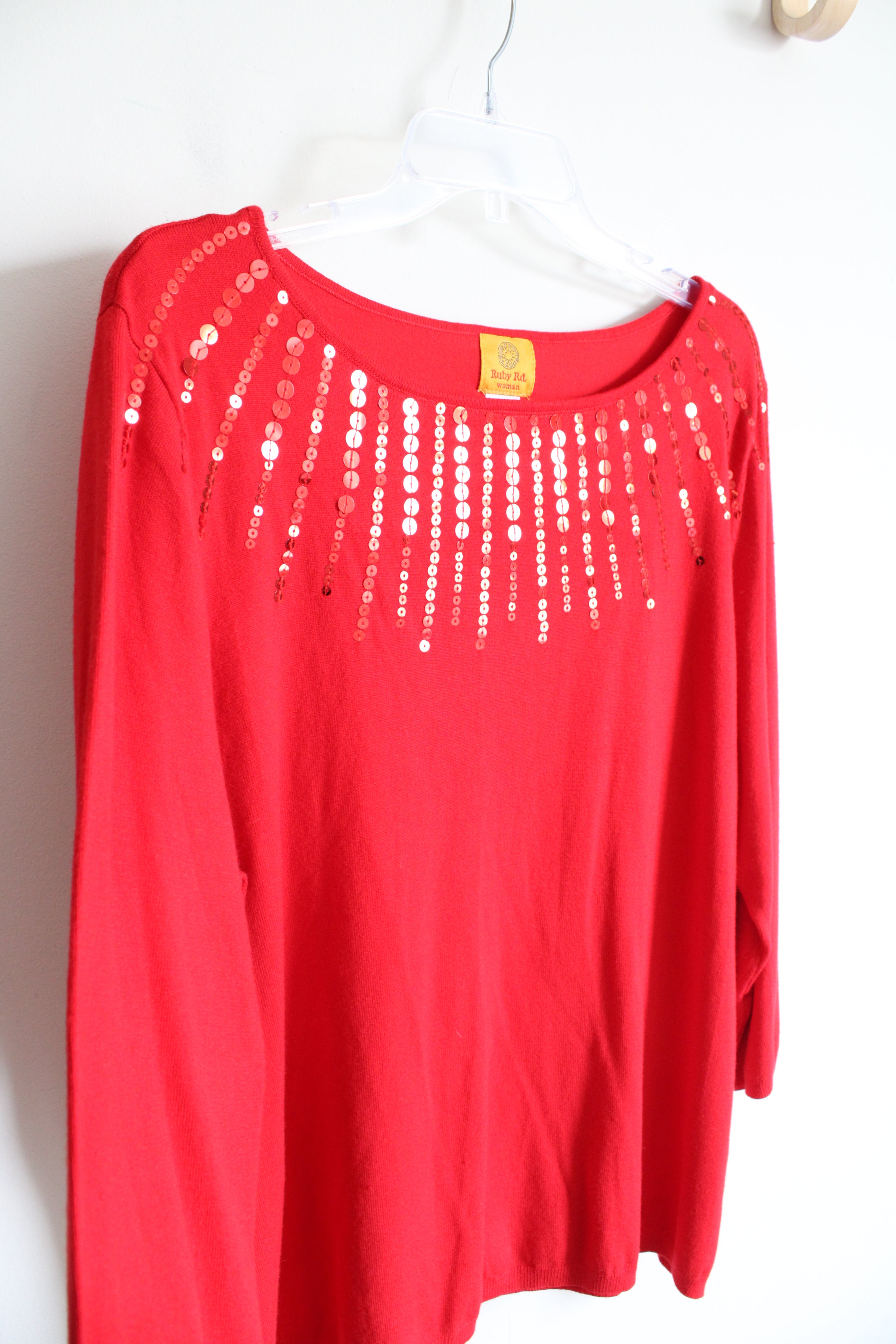 Ruby Rd. Red Sequined Sweater | 2X