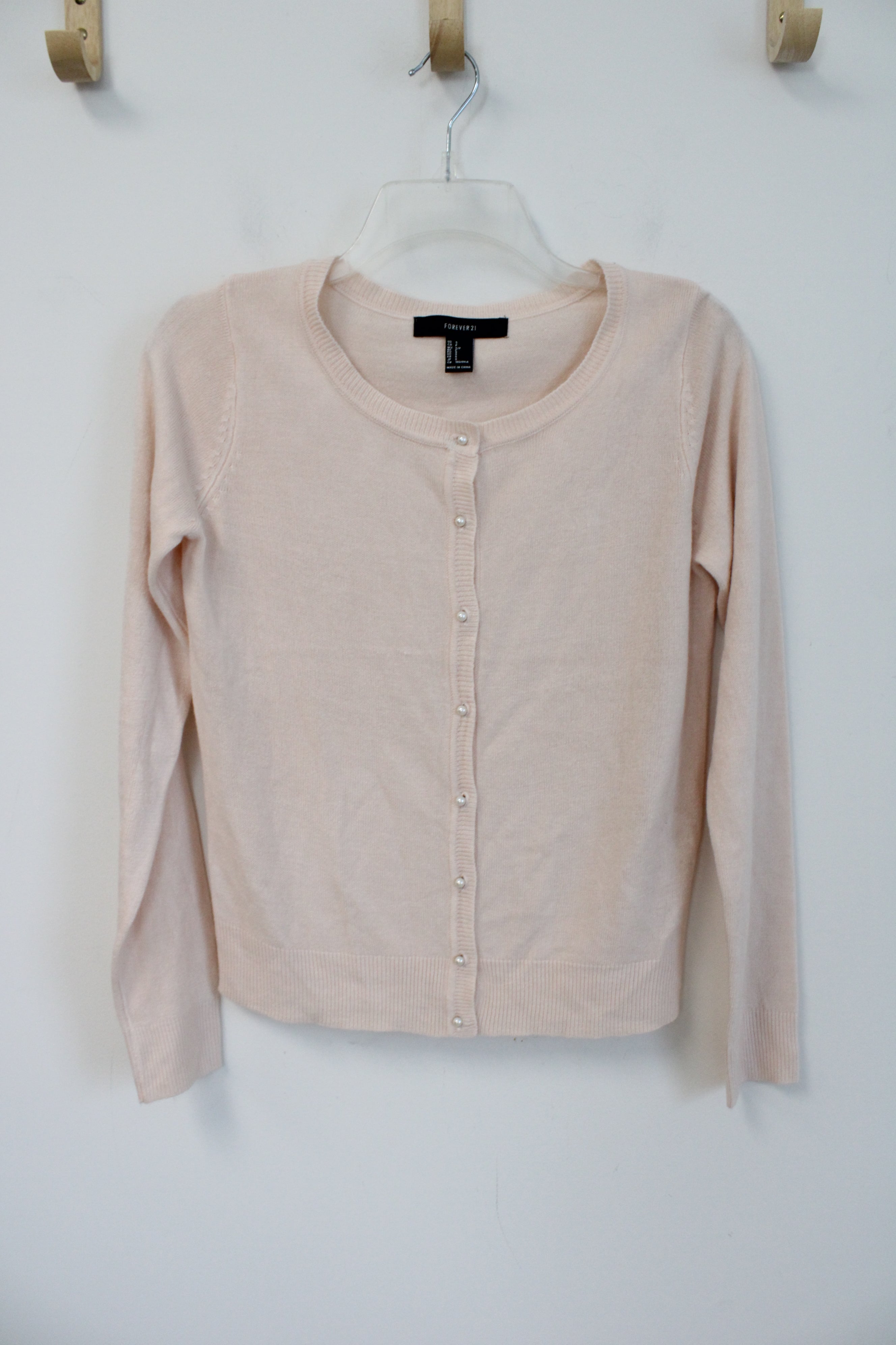 Forever 21 Light Pink Knit Pearl Button Cardigan | S