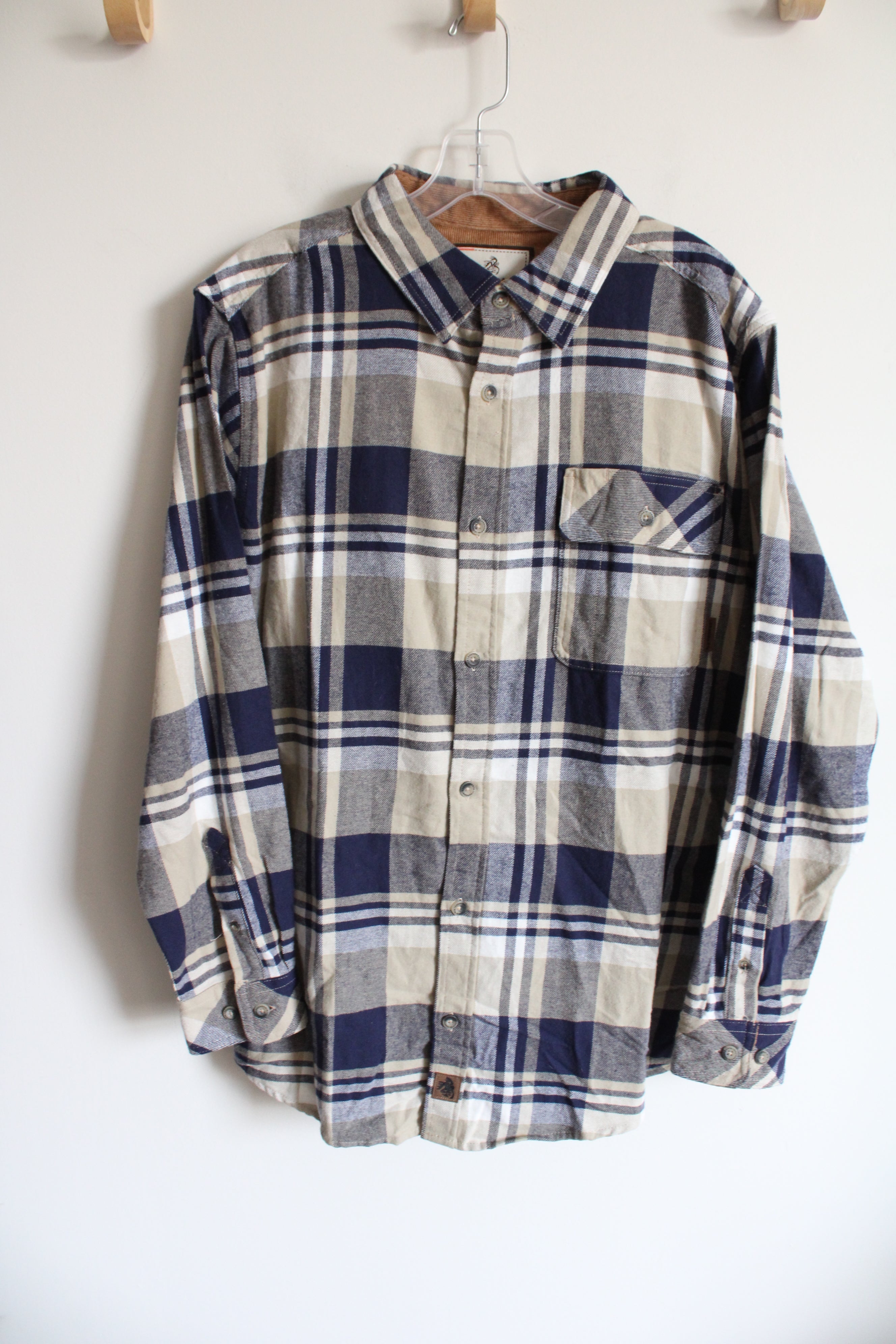 Legendary Whitetails Blue Tan White Plaid Flannel | M