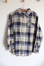 Legendary Whitetails Blue Tan White Plaid Flannel | M