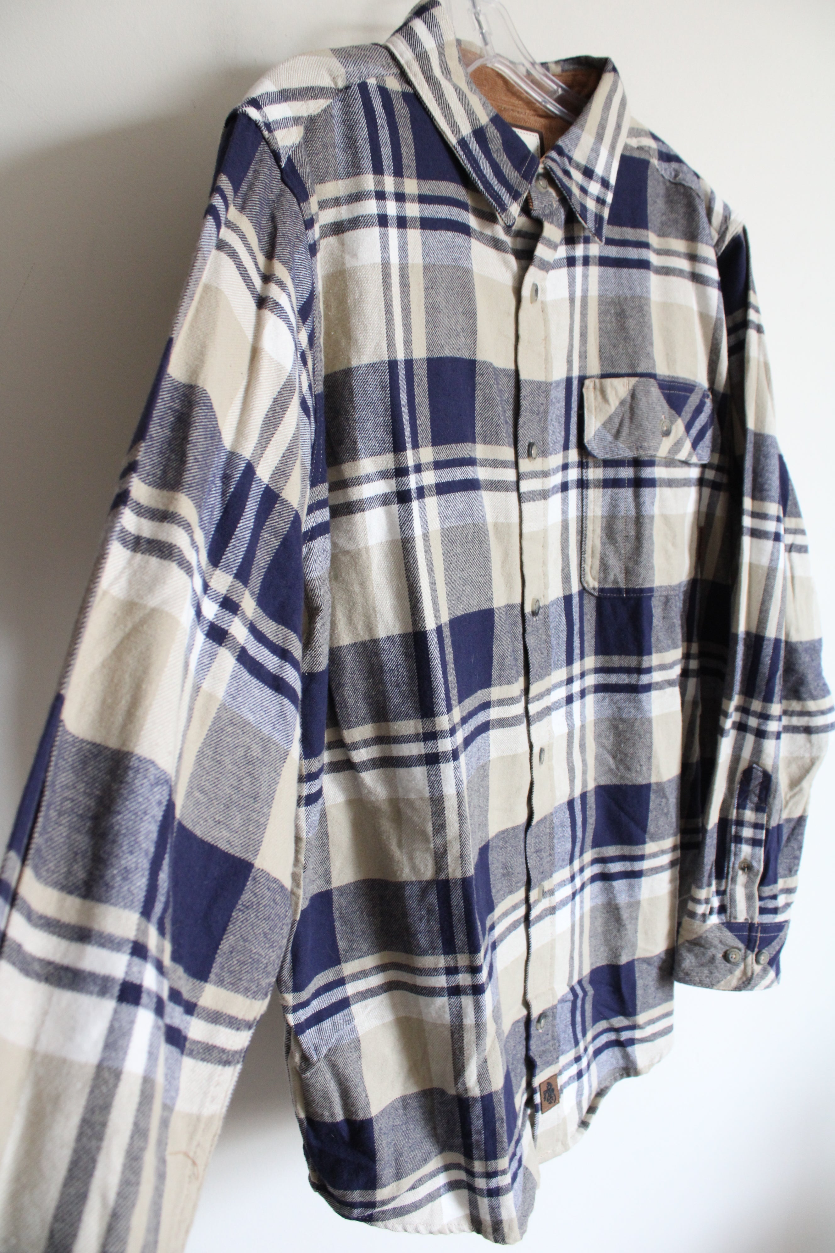 Legendary Whitetails Blue Tan White Plaid Flannel | M