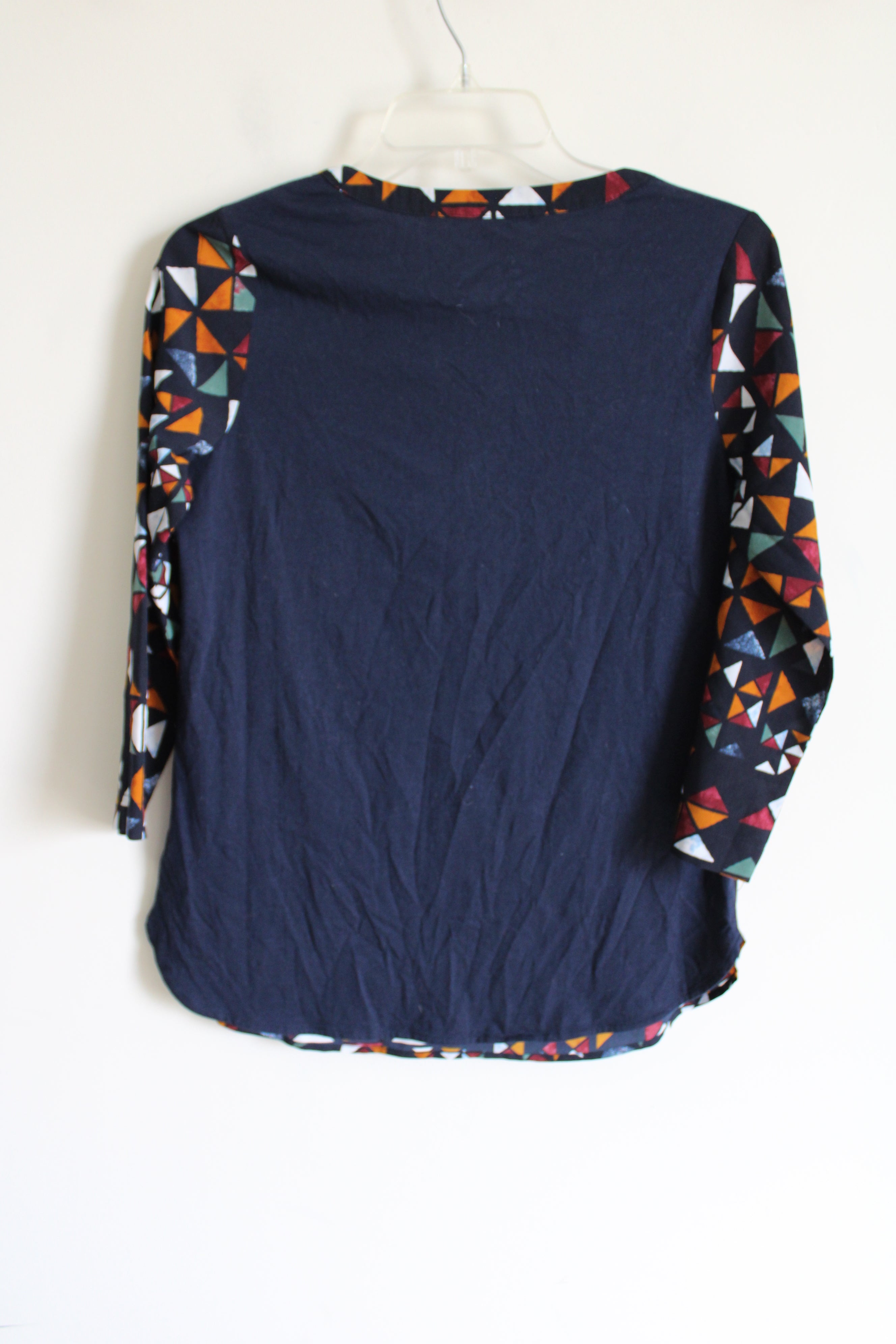 Van Heusen Navy Blue Geometric Blouse | XS