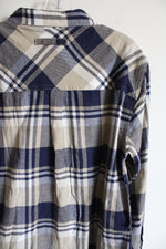 Legendary Whitetails Blue Tan White Plaid Flannel | M