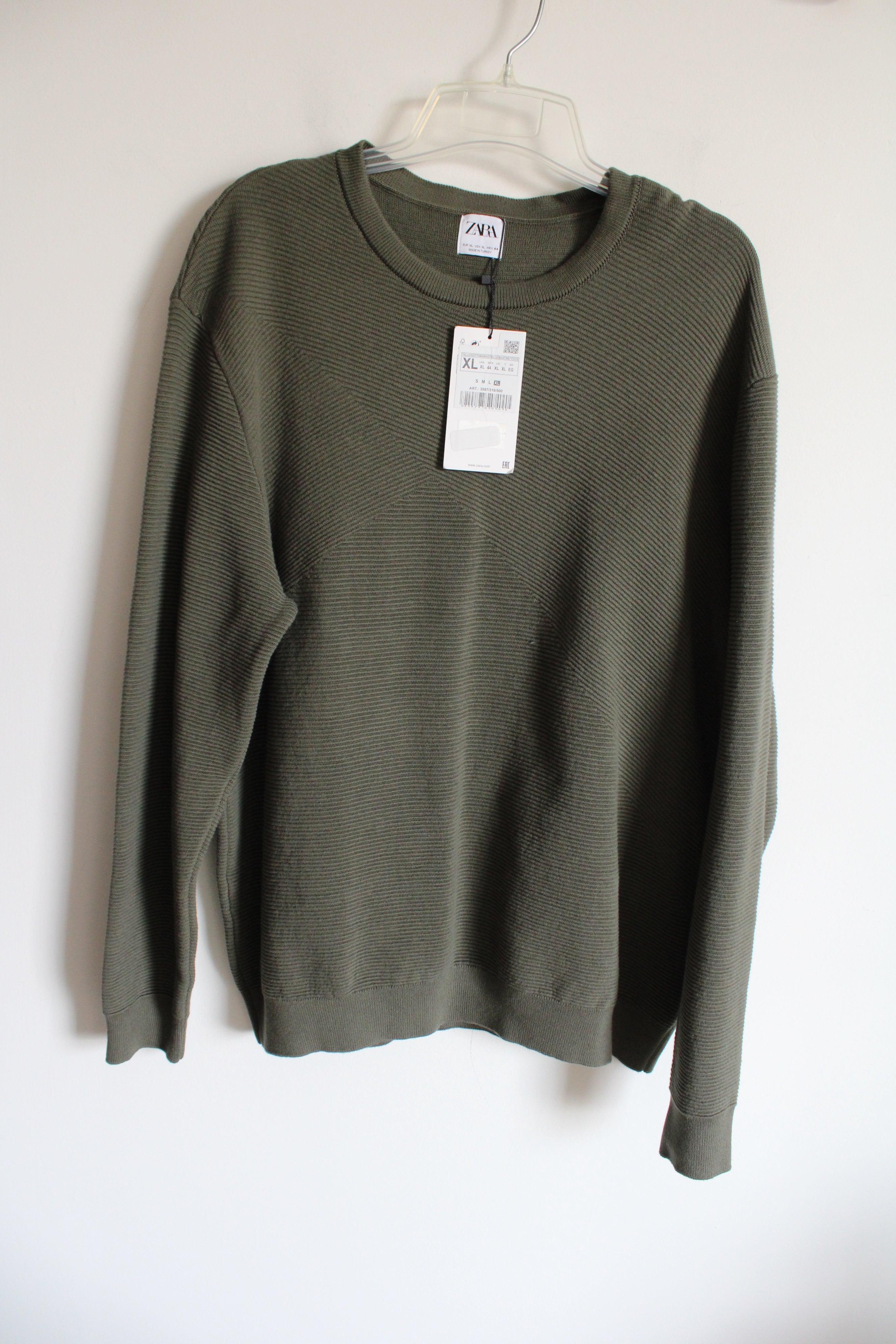 NEW Zara Olive Green Ribbed Knit Sweater | XL