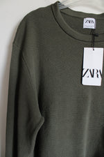 NEW Zara Olive Green Ribbed Knit Sweater | XL