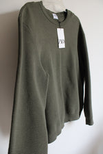 NEW Zara Olive Green Ribbed Knit Sweater | XL