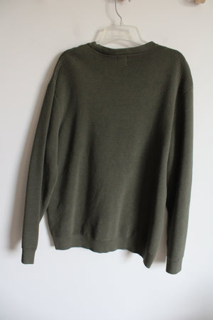 NEW Zara Olive Green Ribbed Knit Sweater | XL