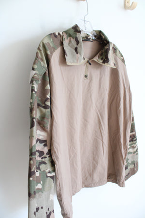 Antarctica Brown & Camo Quarter Zip Shirt | L