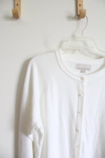 Carolyn Taylor Soft White Pearl Buttoned Cardigan | 1X