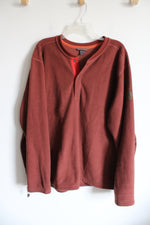 Eddie Bauer Orange Brown Fleece 1/4 Button Terracotta Sweatshirt | 2XL