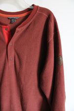 Eddie Bauer Orange Brown Fleece 1/4 Button Terracotta Sweatshirt | 2XL