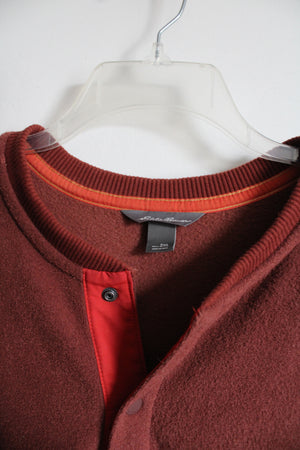 Eddie Bauer Orange Brown Fleece 1/4 Button Terracotta Sweatshirt | 2XL