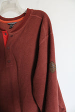 Eddie Bauer Orange Brown Fleece 1/4 Button Terracotta Sweatshirt | 2XL