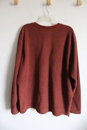 Eddie Bauer Orange Brown Fleece 1/4 Button Terracotta Sweatshirt | 2XL