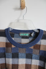 Eldon Hills Blue Brown Checkered Knit Vintage Sweater | XXL