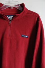 Lands' End Brick Red Fleece 1/4 Pullover Zip Sweatshirt | XL