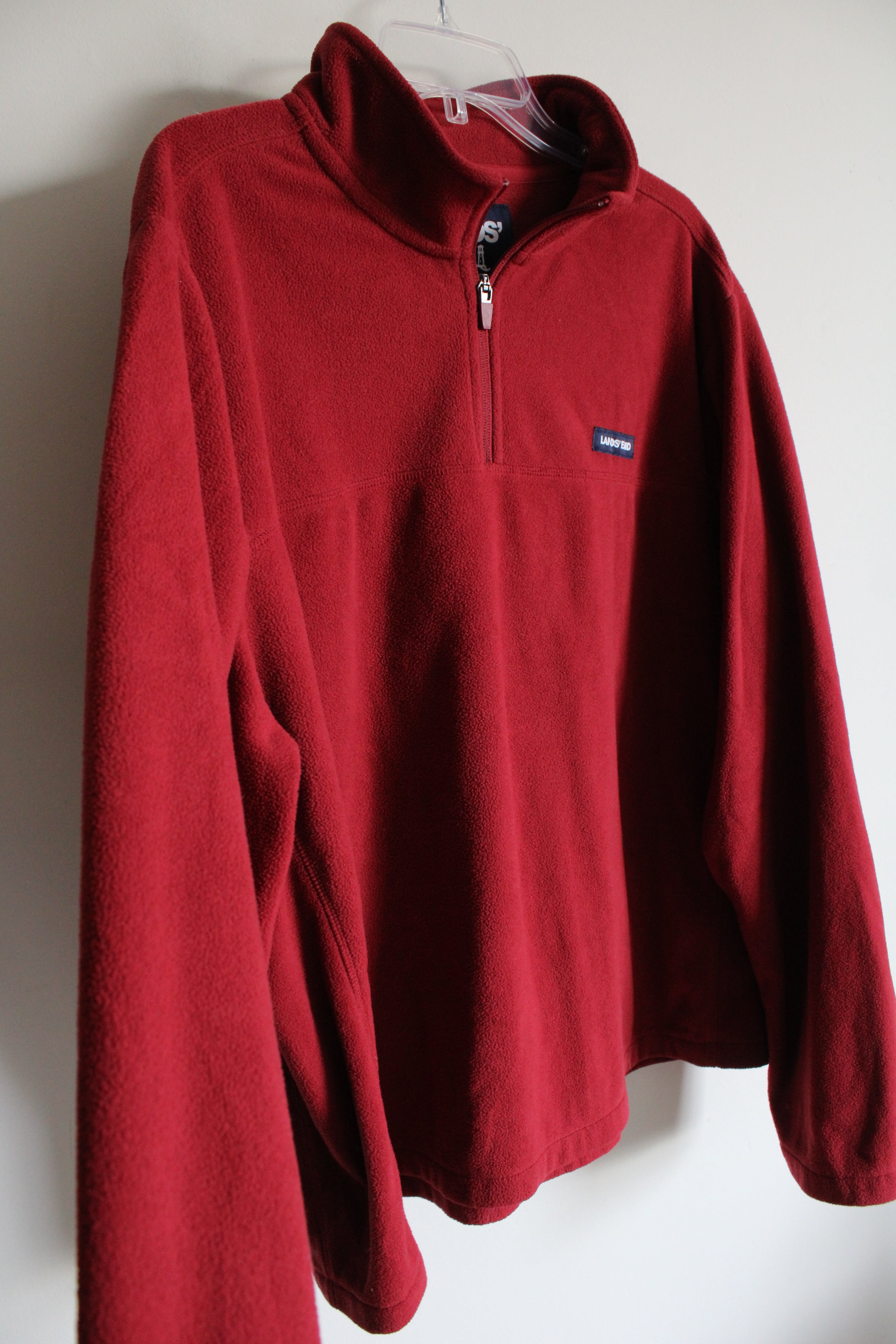 Lands' End Brick Red Fleece 1/4 Pullover Zip Sweatshirt | XL