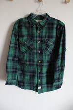 Eddie Bauer Workwear Foreman Fit Blue Green Flannel Shirt | M