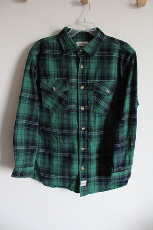 Eddie Bauer Workwear Foreman Fit Blue Green Flannel Shirt | M