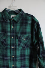 Eddie Bauer Workwear Foreman Fit Blue Green Flannel Shirt | M