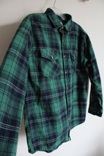 Eddie Bauer Workwear Foreman Fit Blue Green Flannel Shirt | M