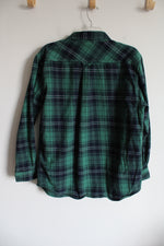 Eddie Bauer Workwear Foreman Fit Blue Green Flannel Shirt | M